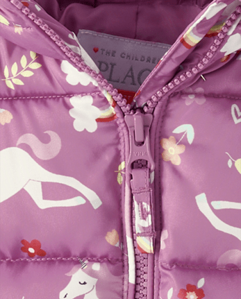 Toddler Girls Print Hooded Puffer Jacket