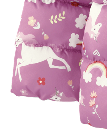 Toddler Girls Print Hooded Puffer Jacket