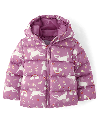 Toddler Girls Print Puffer Jacket