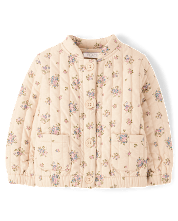 Toddler Girls Floral Quilted Jacket