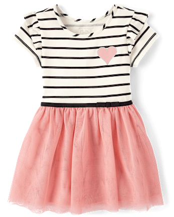Robe tutu rayée à motif cœur pour bébé et petite fille