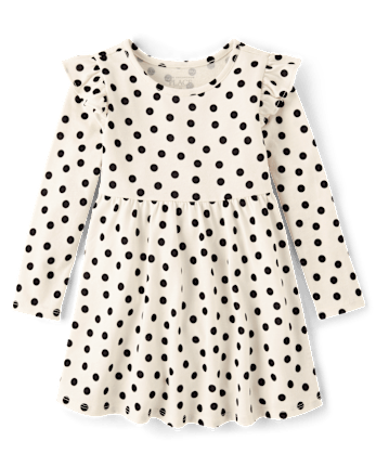 Baby And Toddler Girls Dot Flutter Babydoll Dress