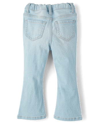Toddler Girls Embroidered Bow High Rise Flare Jeans