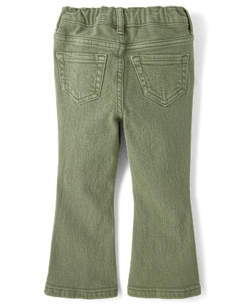 Toddler Girls Garment Dyed High Rise Flare Jeans