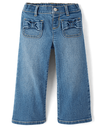 Toddler Girls Bow Wide Leg Jeans