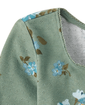 Girls Floral Pointelle Baby Tee