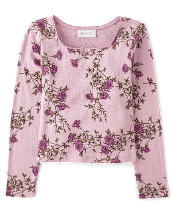 Girls Floral Pointelle Baby Tee