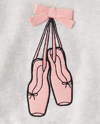Toddler Girls Embroidered Ballet Slippers Sweater