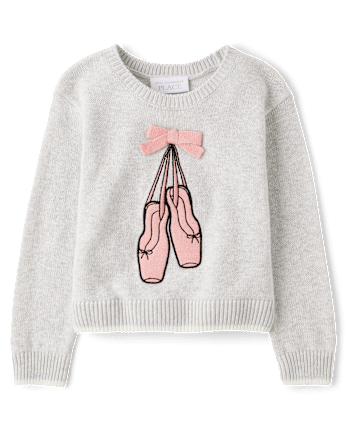 Toddler Girls Embroidered Ballet Slippers Sweater