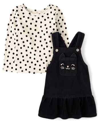 Toddler Girls Cat Skirtall 2-Piece Outfit Set
