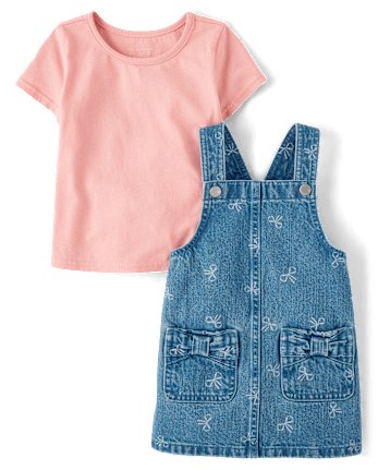 Toddler Girls Bow Skirtall 2-Piece Outfit Set