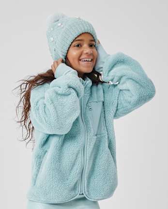 Veste zippée en sherpa épais pour fille