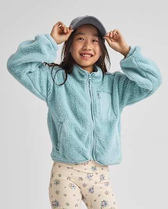 Veste zippée en sherpa épais pour fille