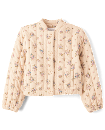 Girls Floral Quilted Jacket