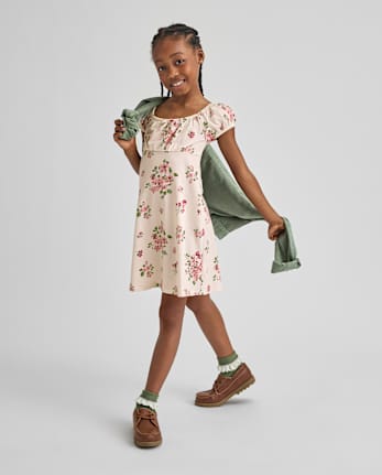 Robe imprimée ajustée et évasée pour fille