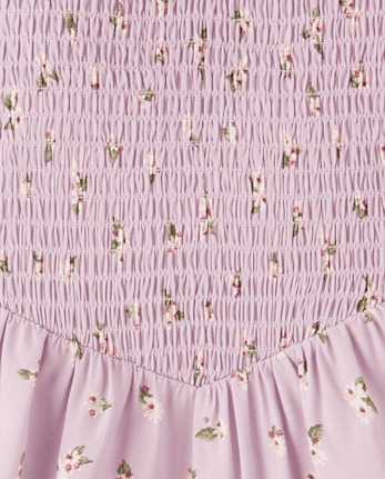 Robe à volants et smocks fleuris pour fille