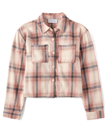 Girls Plaid Flannel Button Up Shirt