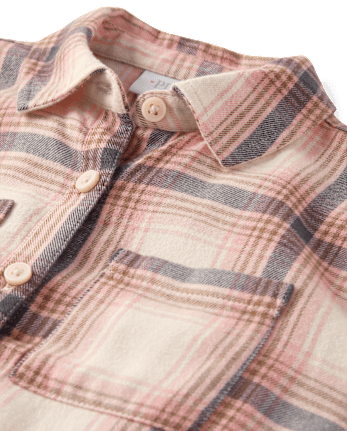 Girls Plaid Flannel Button Up Shirt
