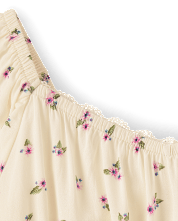 Girls Floral Smocked Top
