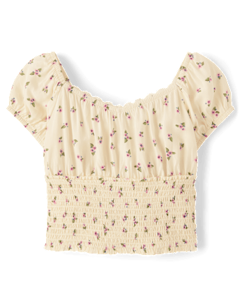 Girls Floral Smocked Top