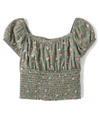 Girls Floral Smocked Top