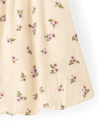 Jupe bulle à smocks fleurie pour fille