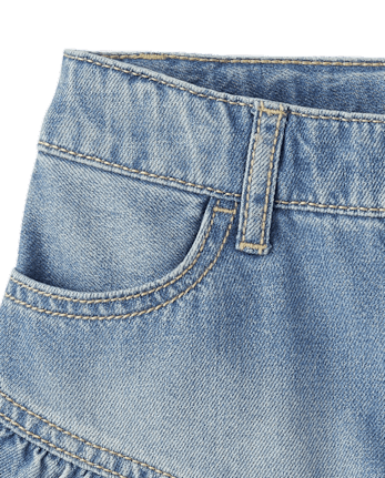 Girls Denim Ruffle Skort