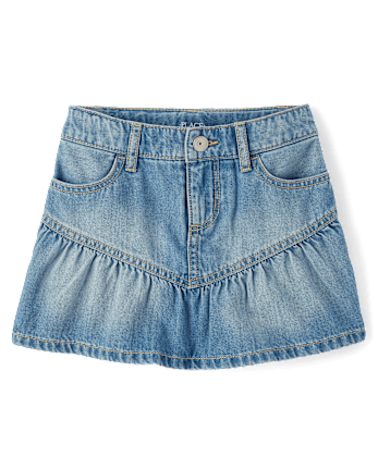 Girls Denim Ruffle Skort
