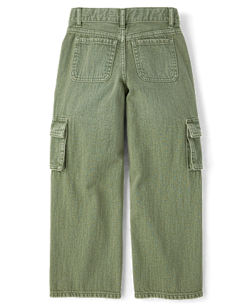 Girls Garment Dyed Baggy Cargo Jeans