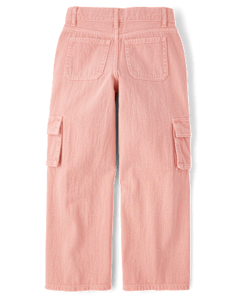 Jean cargo ample teint en pièce pour fille