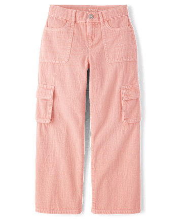 Girls Garment Dyed Baggy Cargo Jeans
