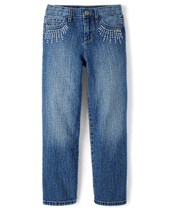 Girls Studded Slouchy Jeans