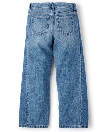 Girls Contrast Inset Wide Leg Jeans