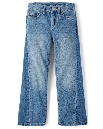 Girls Contrast Inset Wide Leg Jeans