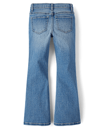 Girls Rhinestone Star High Rise Flare Jeans