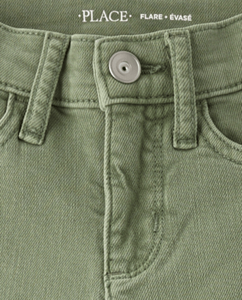 Jeans évasés taille haute teints en pièce pour filles