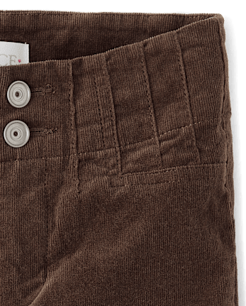 Girls Pleated Corduroy Flare Pants