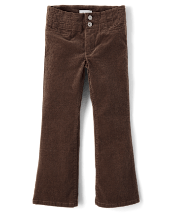 Girls Pleated Corduroy Flare Pants