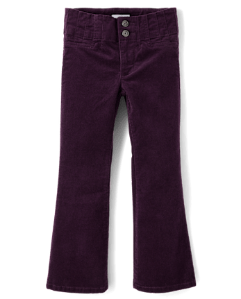 Girls Pleated Corduroy Flare Pants