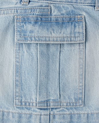 Girls Denim Cargo Skirt