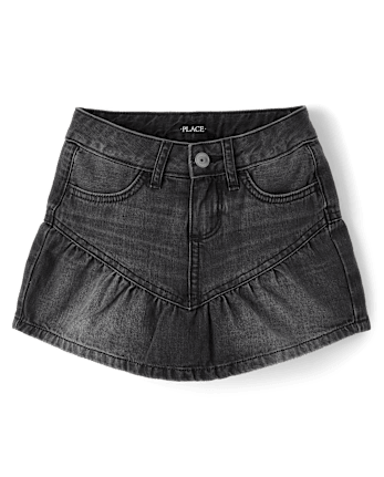 Girls Denim Ruffle Skort