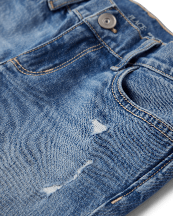 Girls Ripped Roll Cuff Straight Jeans