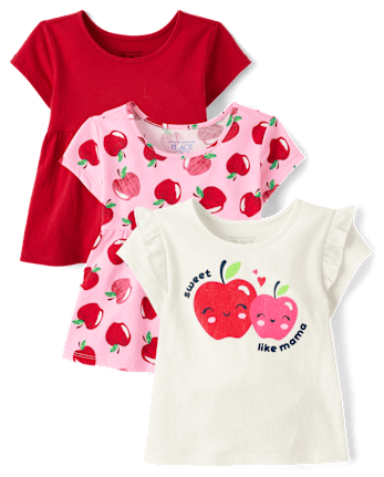 Toddler Girls Apple Top 3-Pack
