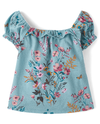Baby And Toddler Girls Floral Puff Sleeve Top