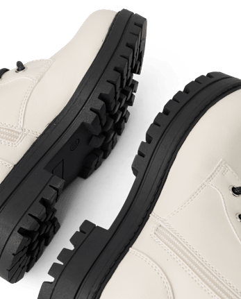 Girls Heart Charm Combat Boots