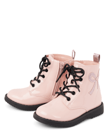 Toddler Girls Glitter Bow Combat Boots