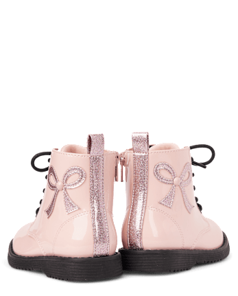 Toddler Girls Glitter Bow Combat Boots