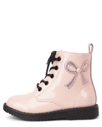Toddler Girls Glitter Bow Combat Boots
