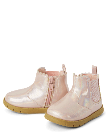 Baby And Toddler Girls First Steps Scalloped Chelsea Boots