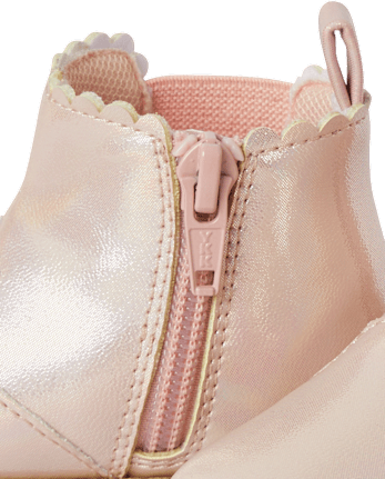 Bottines Chelsea à bord festonné pour bébés et petites filles, premiers pas